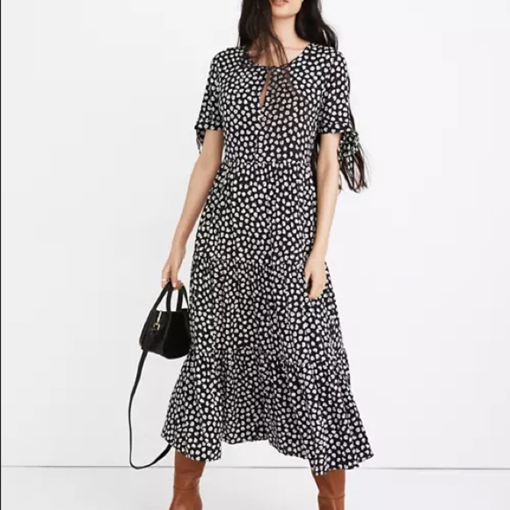 NWT Madewell tie sleeve midi dress-woodcut flowers